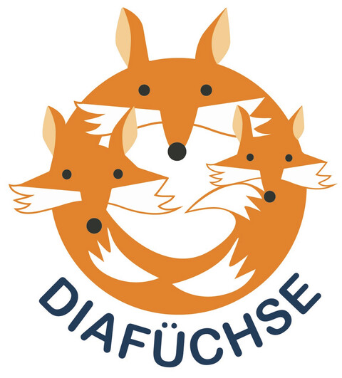 Logo der Selbsthilfegruppe Diafüchse, drei Füchse im Kreis als Grafik