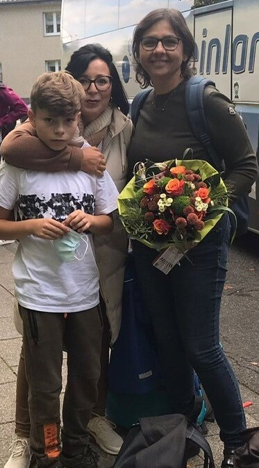 Justus mit Mutter und Helferherz  wieder in Bornheim, Foto privat