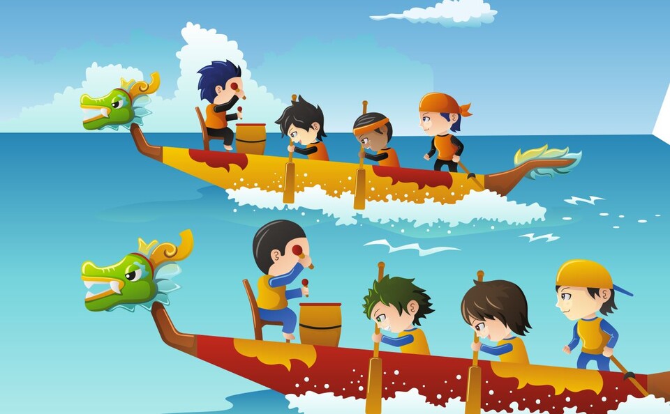 Grafik Drachenbootrennen mit Kindern