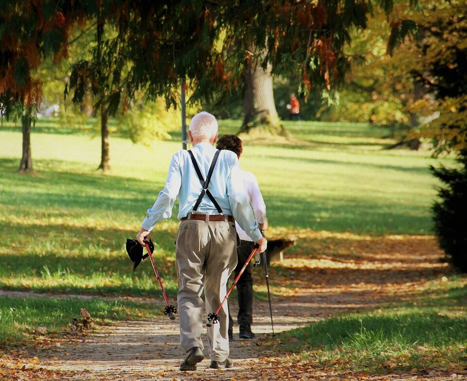 Senioren wandern im Park