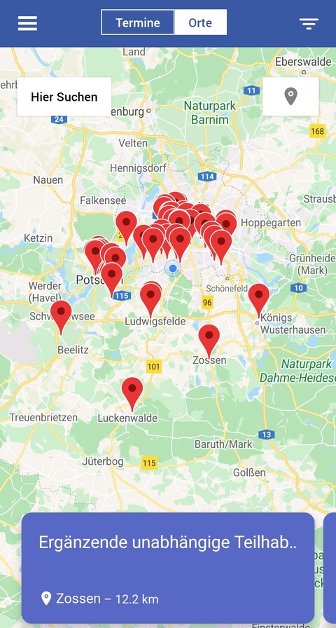 Abbild der App DH-M Digital Umkreissuche